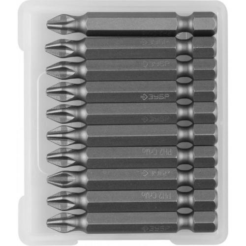 Биты кованые ЗУБР МАСТЕР 26001-2-50-10 хромомолибденовая сталь, E 1/4, PH2, 50 мм, 10 штук