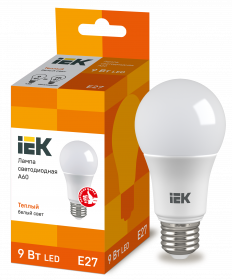 Iek LLE-A60-9-230-30-E27 Лампа светодиодная ECO A60 шар 9Вт 230В 3000К E27 IEK