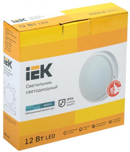 Iek LDPO0-4002-12-4000-K01 Светильник LED ДПО 4002 12Вт IP54 4000K круг белый IEK